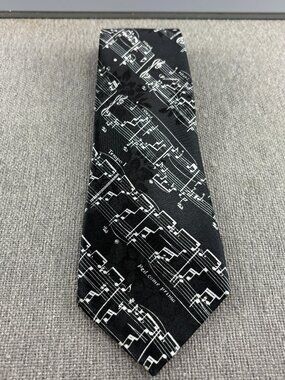 Ambassador Black / White Musical Notes Men's Tie 3 1/2" x 59"